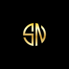 circle sn logo, gold color . vector