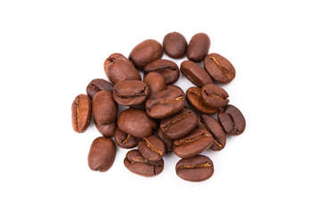 Coffee beans isolated on a white background area for copy space.
