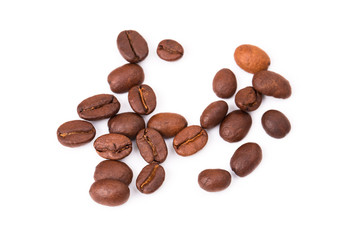 Coffee beans isolated on a white background area for copy space.