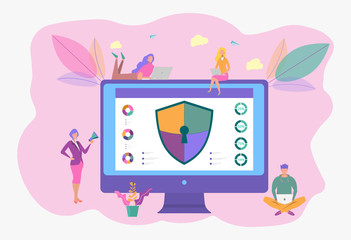 Image of cyber security concept. Illustrates the idea of cybersecurity or privacy. Vector colorful illustration