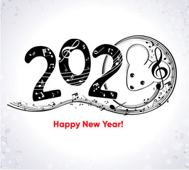 Christmas musical background with mouse 2020