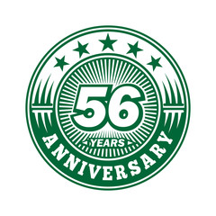56 years logo. Fifty-six years anniversary celebration logo design. Vector and illustration.