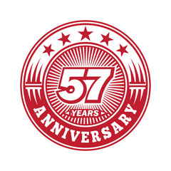 57 years logo. Fifty-seven years anniversary celebration logo design. Vector and illustration.
