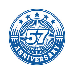 57 years logo. Fifty-seven years anniversary celebration logo design. Vector and illustration.