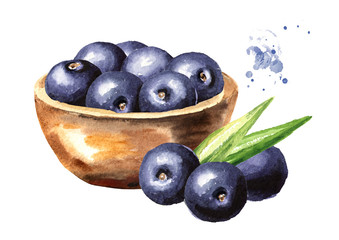 Bowl with ripe acai berry