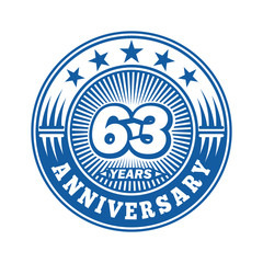 63 years logo. Sixty-three years anniversary celebration logo design. Vector and illustration.