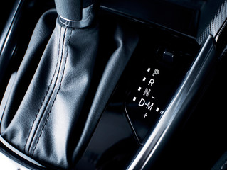 Gear position symbol with manual mode shifting on automatic transmission in a luxury car.