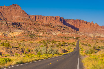 Driving on virtually empty roads in sparsely populated areas of Southern Utah