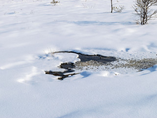 picture with white snow and river