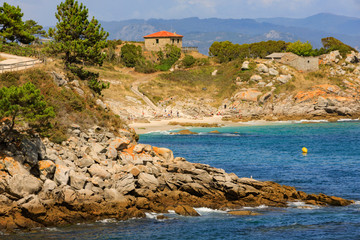 coastal scene at Praia dos Bólos on the Cíes Islands