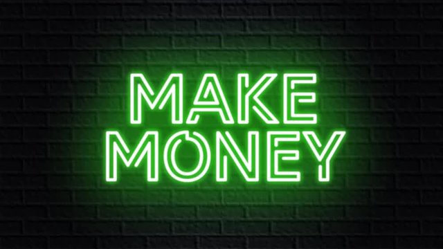 green neon video animation make money