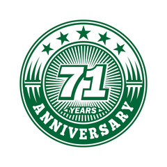 71 years logo. Seventy-one years anniversary celebration logo design. Vector and illustration.