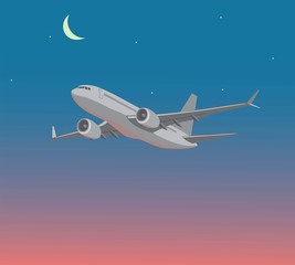 plane flies at night