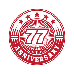 77 years logo. Seventy-seven years anniversary celebration logo design. Vector and illustration.