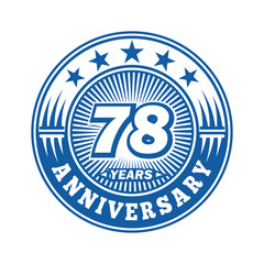 78 years logo. Seventy-eight years anniversary celebration logo design. Vector and illustration.