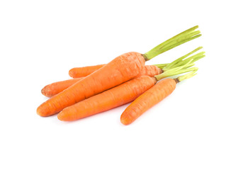 Bunch of fresh ripe carrots isolated on white