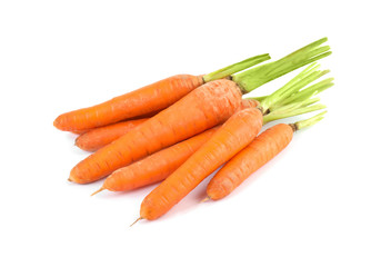 Bunch of fresh ripe carrots isolated on white