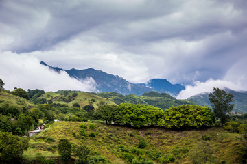 dramatic image of a comming storm in the mountains of the dominican republic