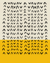 mid century modern abstract art yellow aesthetic hand drawn painting illustration grunge texture design