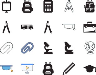 school vector icon set such as: math, fastener, graphite, supplies, metal, graph, creative, accessory, mail, recreation, email, map, keyboard, collection, traffic, bus, caliper, data, chart, result