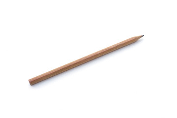 Brown pencil on white background