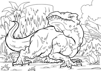 Coloring book for children with a dinosaur