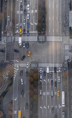 Aerial top view of New York City traffic. West Side Highway, Manhattan, New York City.