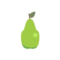 Green pear isolated on white background. Vector illustration.