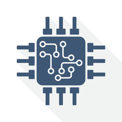 Flat design chip icon, computer concept illustration