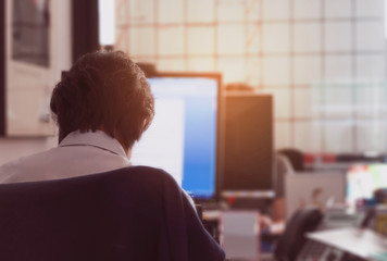 student in library