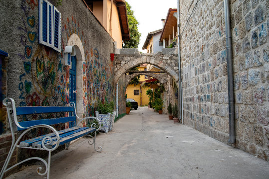 A street by traditional antakya houses 