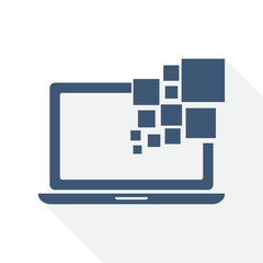 Flat design laptop vector icon, notebook concept illustration