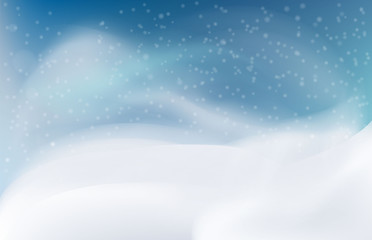 Snow landscape in the evening.