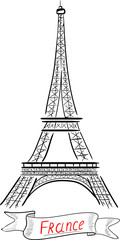 eiffel tower in paris vector isolated illustration on white background . Concept for print , textile, cards , logo 