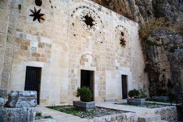 Fototapeta na wymiar External side view of the firts cave church, st. Pierre church, Antakya, Turkey