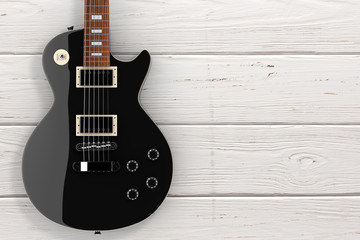 Fototapeta na wymiar Beautiful Black Electric Guitar in Retro Style. 3d Rendering