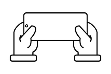 Simple icon of a person using a smartphone