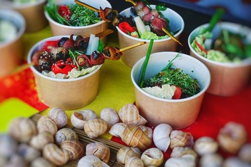 Snail snacks in a street cafe