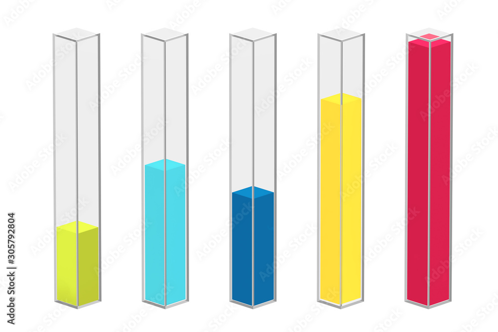 Poster Colour Column Infographics Glass Chart Bars. 3d Rendering