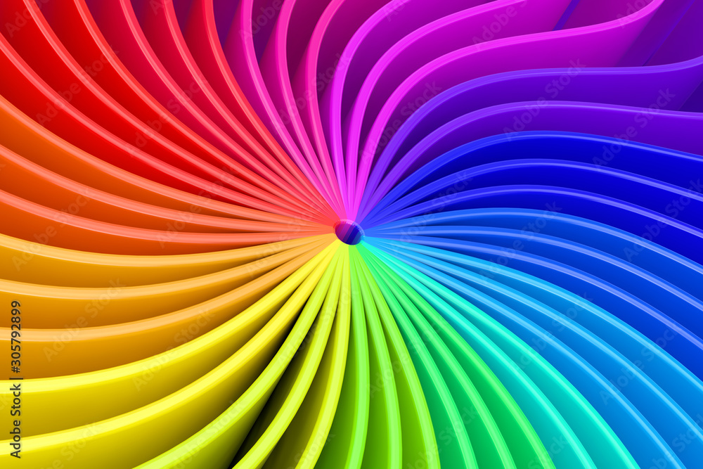 Aufkleber colorful rainbow swirl abstract background. 3d rendering