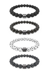Richness and Good Fortune Concept. Black Lucky Stones Bracelet. 3d Rendering