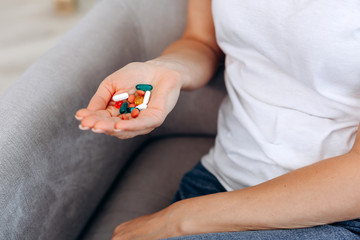 Top view of the pills on the hand