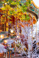 Obraz premium Vintage carousel and winter decoration 