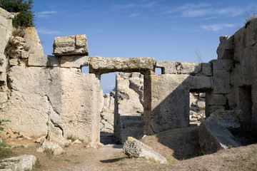 ruins of a door at monastery of st. simeon at samandag, hatay