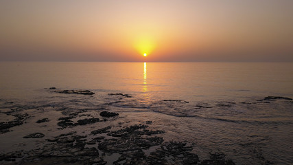 Fototapeta premium Amazing sunset over sea. Summer sunset seascape.