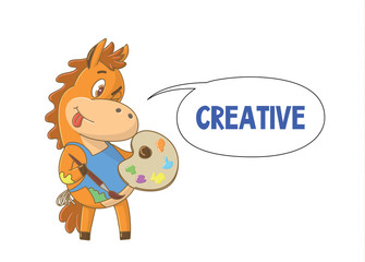 Horse cartoon character design.