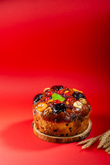 Easter panetone decorated with fruits and nuts