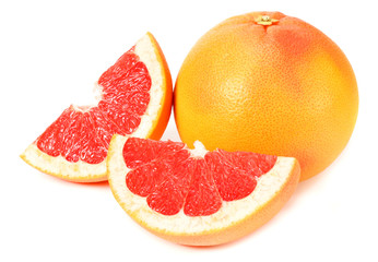 healthy food. grapefruit with slices isolated on white background
