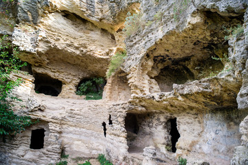 Besikli magara (meaning cave with cradles) which is tombs of the kings near to titus vespasianus tunnel at samandag, hatay