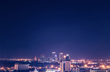 Obraz premium Bangkok night view with skyscraper in business district in Bangkok Thailand